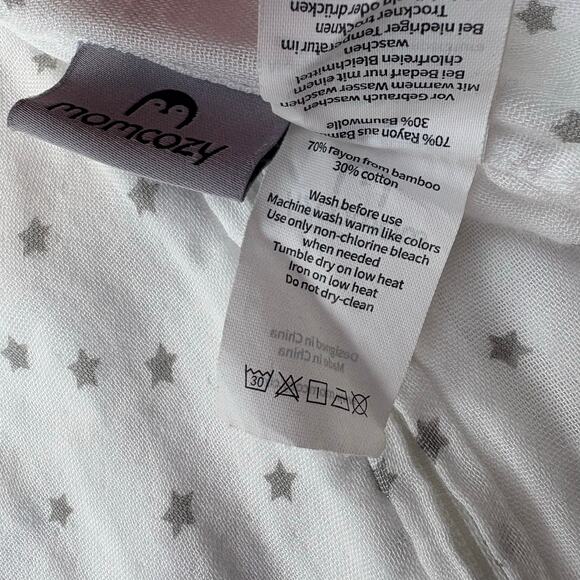 Momcozy Baby Sleep Sack 12-18 Mos. Lightweight White Star Rayon Bamboo 2 Way Zip - Picture 6 of 9